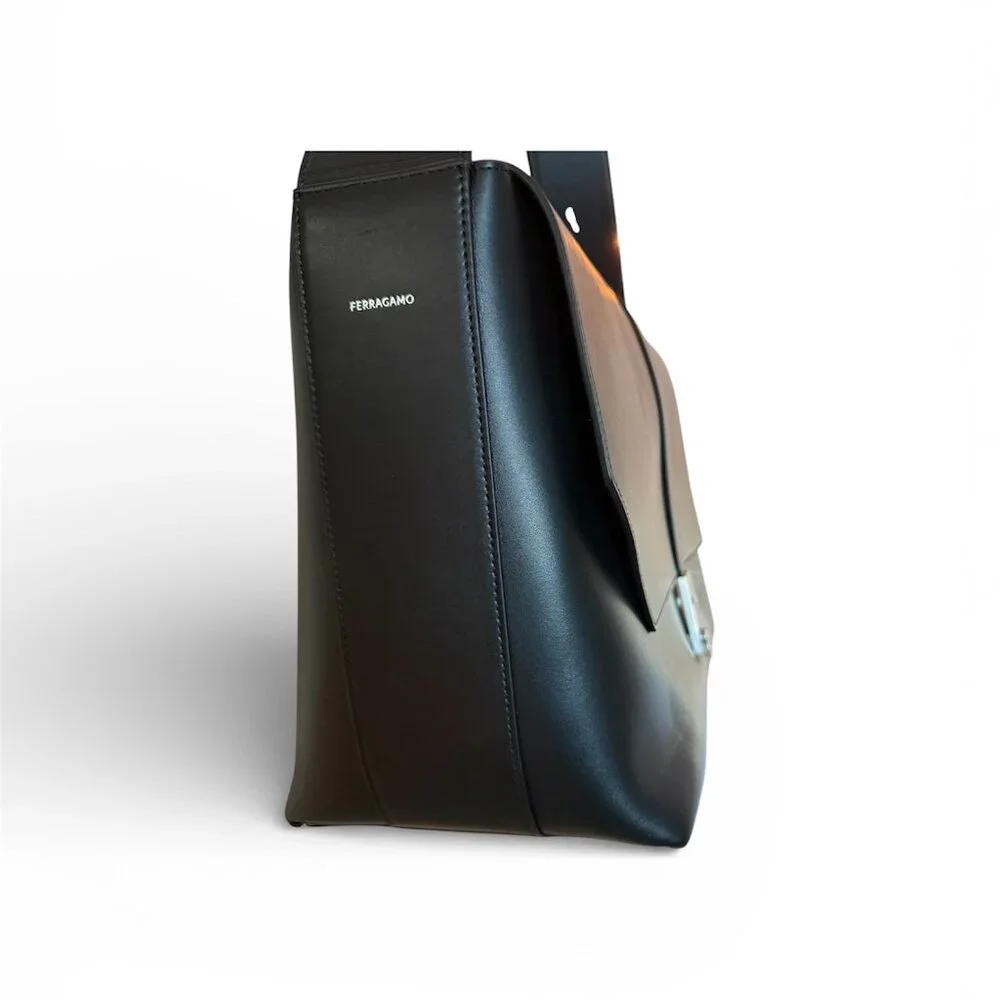 Salvatore Ferragamo Raffael‎ Black Leather Large Shoulder Bag